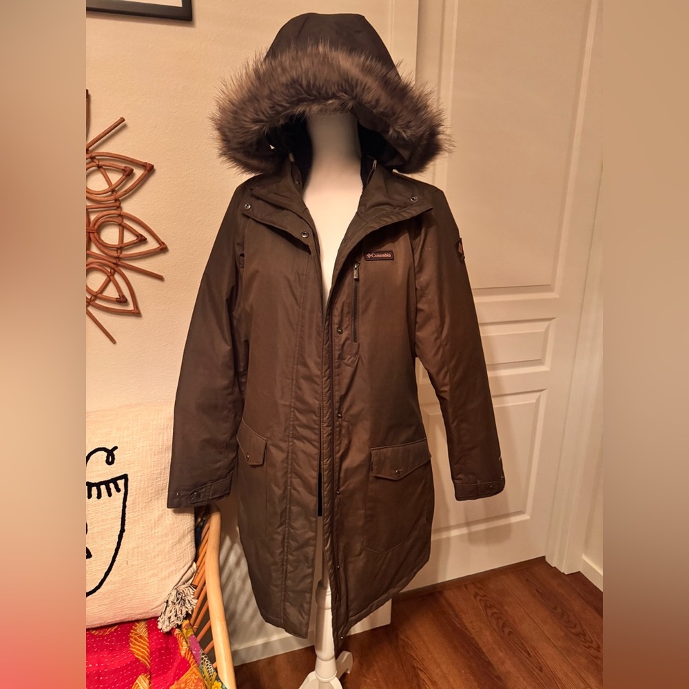 Women's Columbia Army Green Hooded Parka Coat